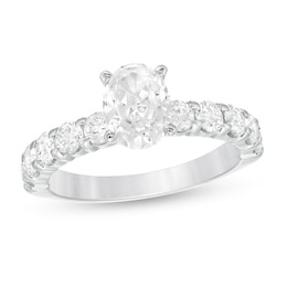 2 CT. T.W. Oval Diamond Engagement Ring in 14K White Gold