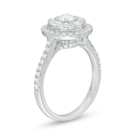 1 CT. T.w. Diamond Alternating Frame Engagement Ring in 14K White Gold