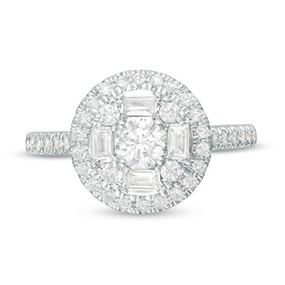 1 CT. T.w. Diamond Alternating Frame Engagement Ring in 14K White Gold