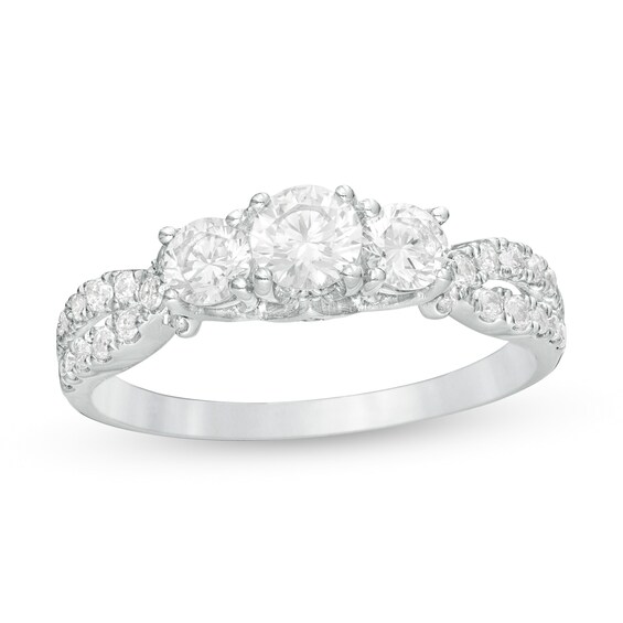 1 CT. T.w. Diamond Past Present Future® Frame Twist Engagement Ring in 14K White Gold