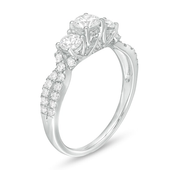 1 CT. T.w. Diamond Past Present FutureÂ® Frame Twist Engagement Ring in 14K White Gold