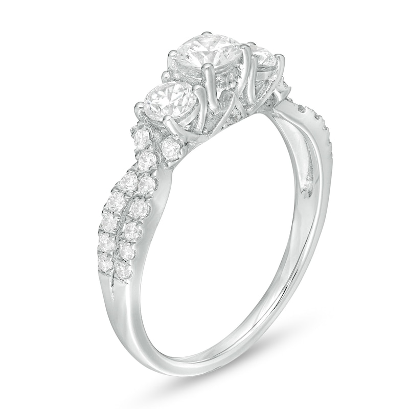 Main Image 3 of 1 CT. T.W. Diamond Past Present Future® Frame Twist Engagement Ring in 14K White Gold