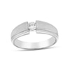 1/5 CT. Diamond Solitaire Brushed Wedding Band in 14K White Gold