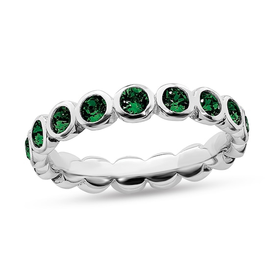 Stackable Expressions⢠Green Crystal May Birthstone Eternity Band Sterling Silver