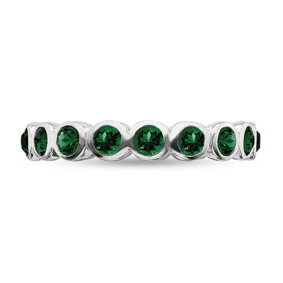 Stackable Expressionsâ¢ Green Crystal May Birthstone Eternity Band in Sterling Silver
