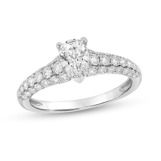 1-1/5 CT. T.W. Pear-Shaped Diamond Multi-Row Engagement Ring in 18K White Gold (G/SI2) 1-1/5 CT. T.W. Pear-Shaped Diamond Multi-Row Engagement Ring in 18K White Gold (G/SI2)