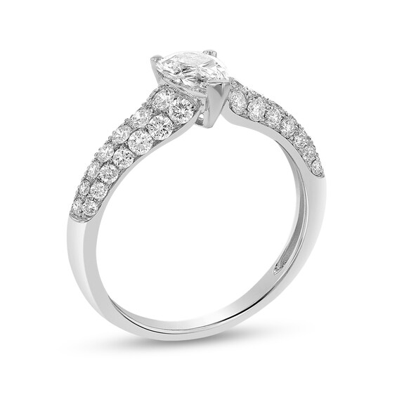1-1/5 CT. T.W. Pear-Shaped Diamond Multi-Row Engagement Ring in 18K White Gold (G/SI2) 1-1/5 CT. T.W. Pear-Shaped Diamond Multi-Row Engagement Ring in 18K White Gold (G/SI2)