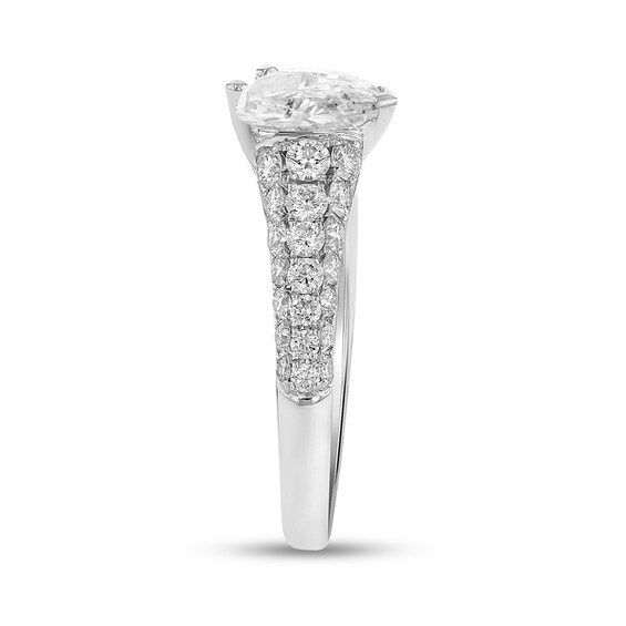 1-1/5 CT. T.W. Pear-Shaped Diamond Multi-Row Engagement Ring in 18K White Gold (G/SI2) 1-1/5 CT. T.W. Pear-Shaped Diamond Multi-Row Engagement Ring in 18K White Gold (G/SI2)