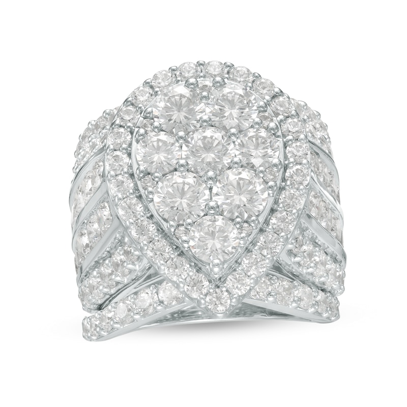 Main Image 1 of 7 CT. T.W. Pear-Shaped Multi-Diamond Frame Multi-Row Three Piece Bridal Set in 14K White Gold