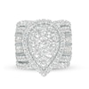 Thumbnail Image 4 of 7 CT. T.W. Pear-Shaped Multi-Diamond Frame Multi-Row Three Piece Bridal Set in 14K White Gold
