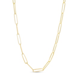 2.6mm Elongated Link Chain Necklace in Solid 14K Gold - 18"