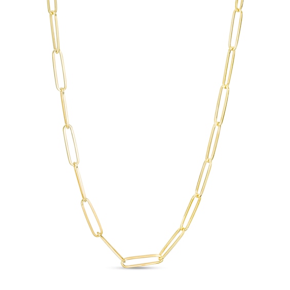 2.6mm Elongated Link Chain Necklace in Solid 14K Gold - 18"