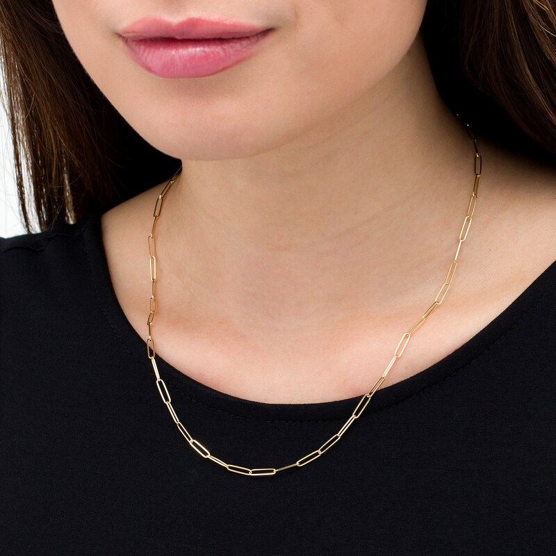 Main Image 2 of 2.6mm Elongated Link Chain Necklace in Solid 14K Gold - 18"
