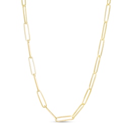 2.6mm Elongated Link Chain Necklace in Solid 14K Gold - 20"