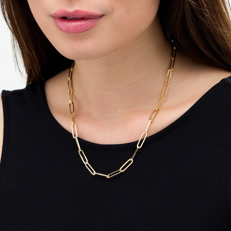 5.0mm Elongated Link Chain Necklace in Solid 14K Gold - 18"