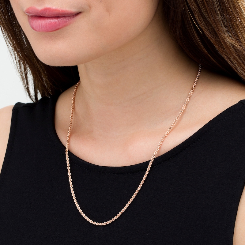 2.3mm Rope Chain Necklace in Hollow 14K Rose Gold - 20"