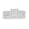 Thumbnail Image 4 of 1/5 CT. T.W. Composite Diamond Square Frame Vintage-Style Bridal Set in Sterling Silver