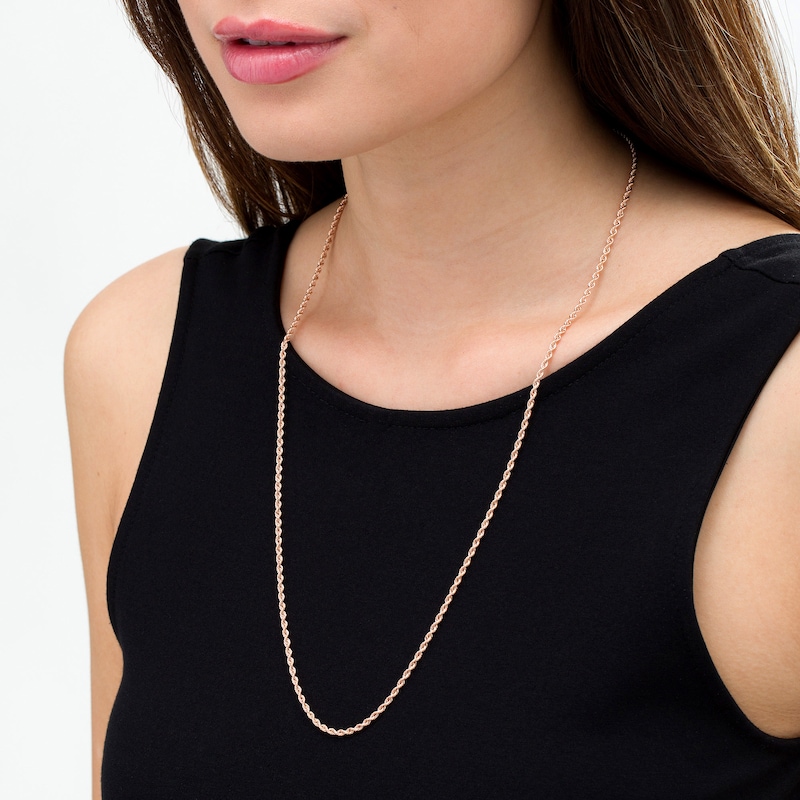 2.3mm Rope Chain Necklace in Hollow 14K Rose Gold - 24"