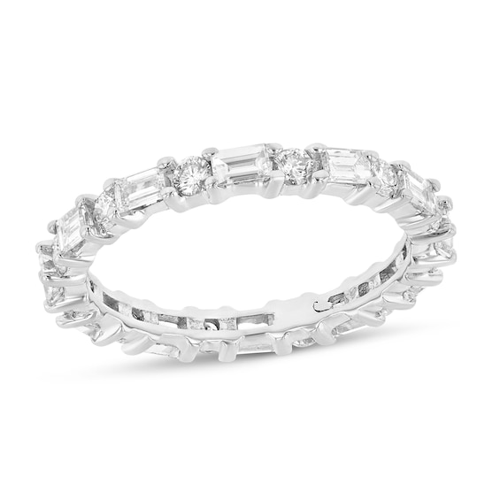 1-3/8 CT. T.w. Baguette and Round Diamond Eternity Band in 14K White Gold