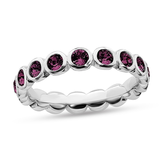 Stackable Expressionsâ¢ Purple Crystal June Birthstone Eternity Band in Sterling Silver