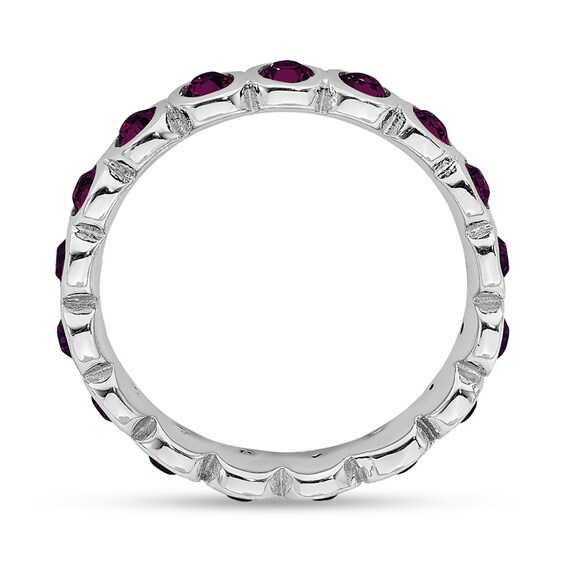 Stackable Expressionsâ¢ Purple Crystal June Birthstone Eternity Band in Sterling Silver