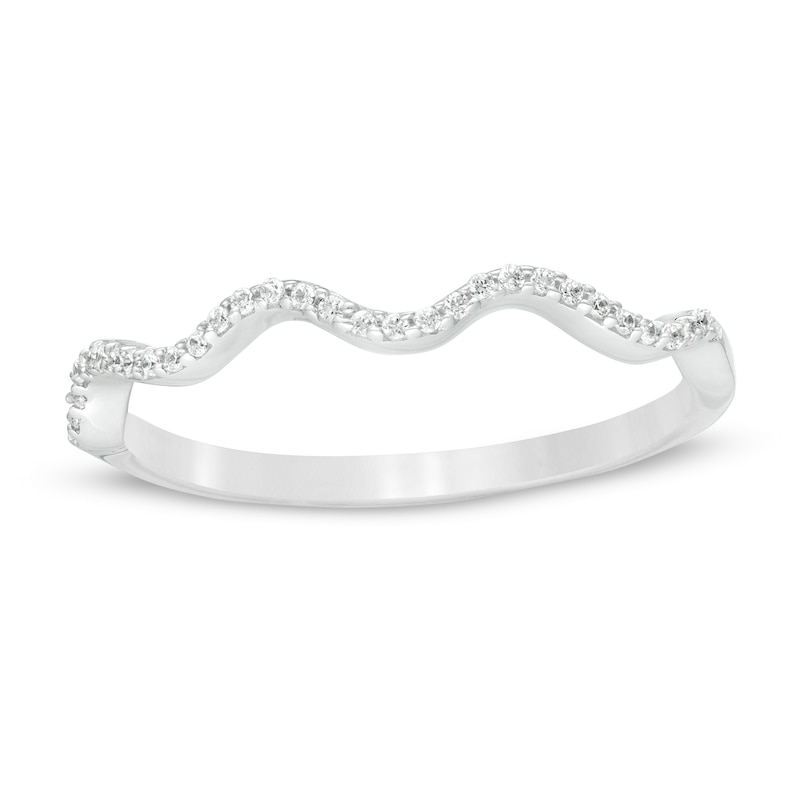 Main Image 1 of 1/10 CT. T.W. Diamond Wave Anniversary Band in Sterling Silver