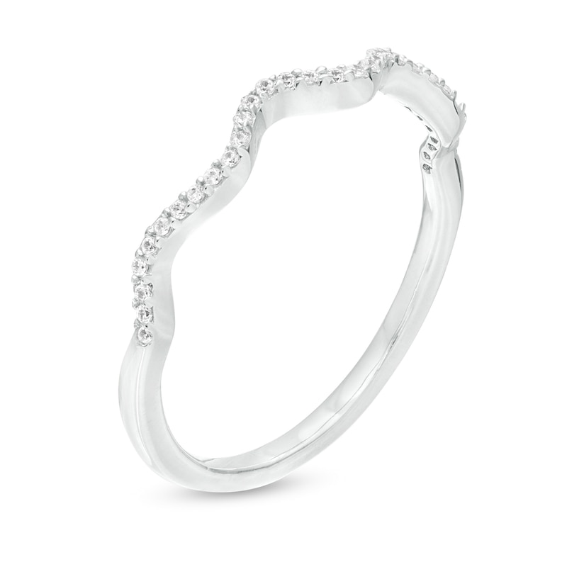 Main Image 3 of 1/10 CT. T.W. Diamond Wave Anniversary Band in Sterling Silver