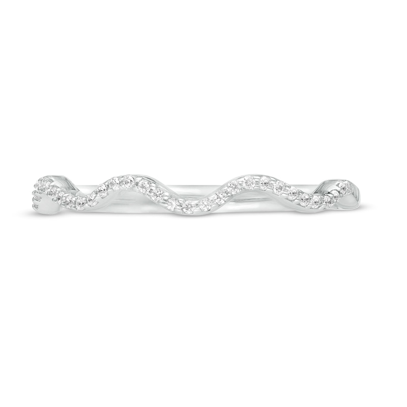 Main Image 4 of 1/10 CT. T.W. Diamond Wave Anniversary Band in Sterling Silver