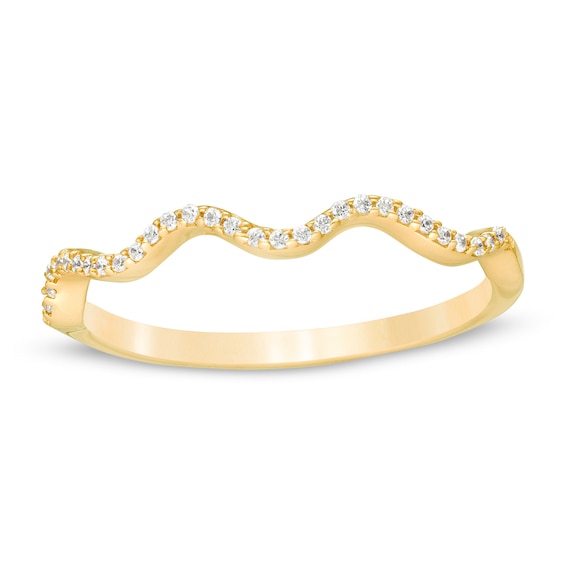 1/10 CT. T.w. Diamond Wave Anniversary Band in Sterling Silver with 14K Gold Plate