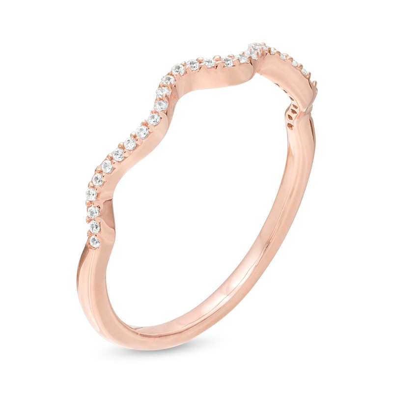 Main Image 2 of 1/10 CT. T.W. Diamond Wave Anniversary Band in Sterling Silver with 14K Rose Gold Plate