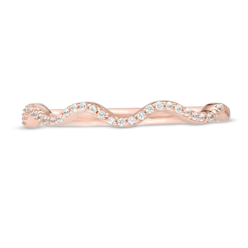 Main Image 3 of 1/10 CT. T.W. Diamond Wave Anniversary Band in Sterling Silver with 14K Rose Gold Plate