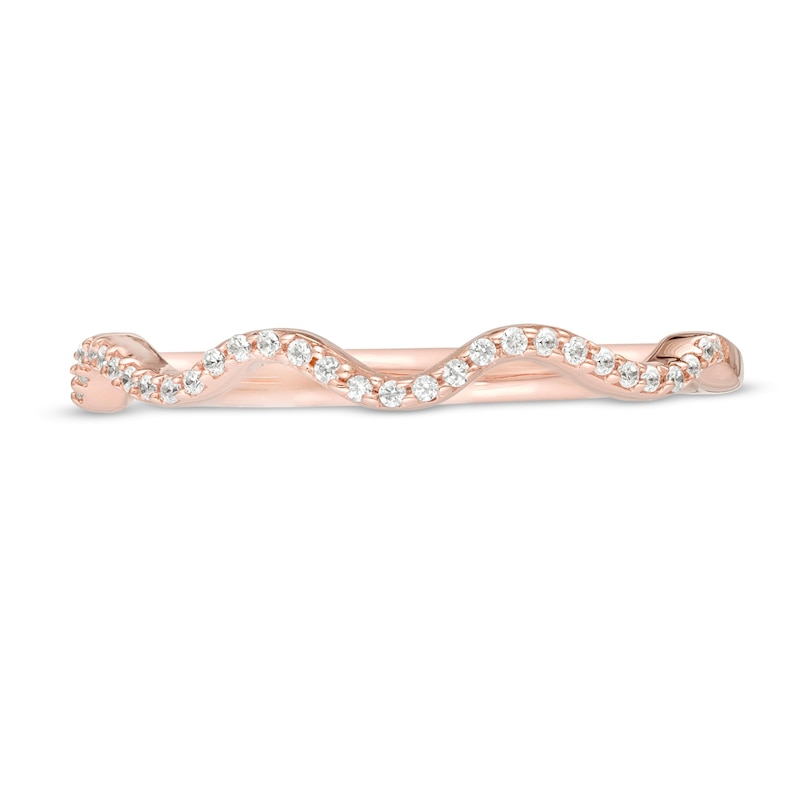 1/10 CT. T.W. Diamond Wave Anniversary Band in Sterling Silver with 14K Rose Gold Plate