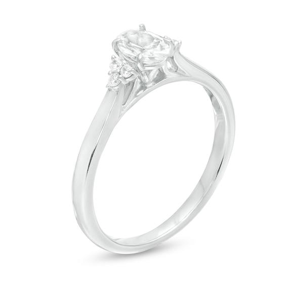 5/8 CT. T.w. Oval Diamond Tri-Sides Engagement Ring in 14K White Gold