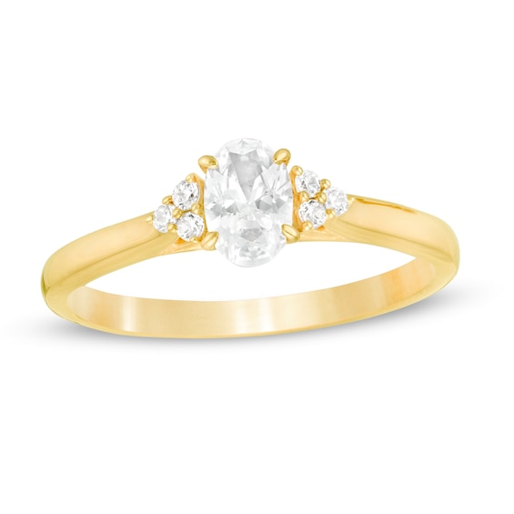 5/8 CT. T.w. Oval Diamond Tri-Sides Engagement Ring in 14K Gold