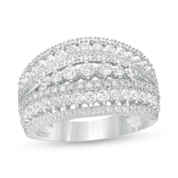 1-1/4 CT. T.W. Diamond Multi-Row Ring in 10K White Gold