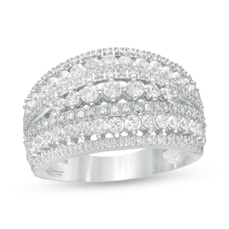 1-1/4 CT. T.W. Diamond Multi-Row Ring in 10K White Gold