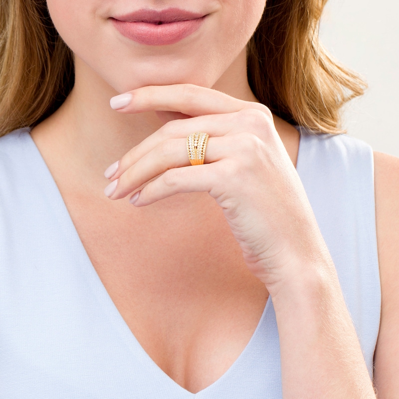 Main Image 2 of 1-1/4 CT. T.W. Diamond Multi-Row Ring in 10K Gold