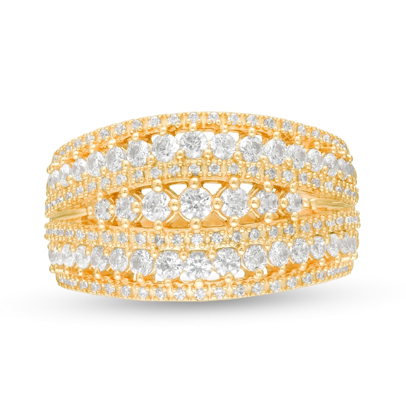 Main Image 4 of 1-1/4 CT. T.W. Diamond Multi-Row Ring in 10K Gold
