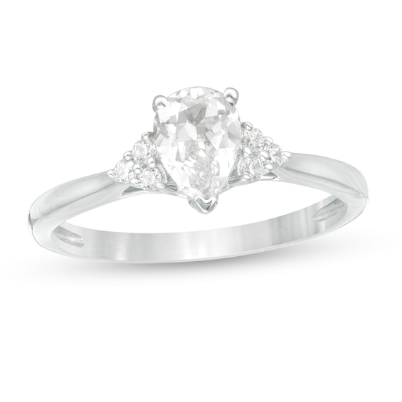 5/8 CT. T.w. Pear-Shaped Diamond Tri-Sides Engagement Ring in 14K White Gold