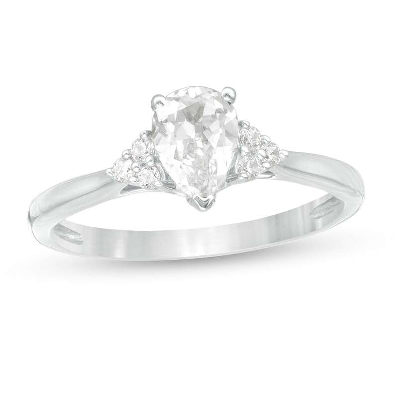 Main Image 1 of 5/8 CT. T.W. Pear-Shaped Diamond Tri-Sides Engagement Ring in 14K White Gold