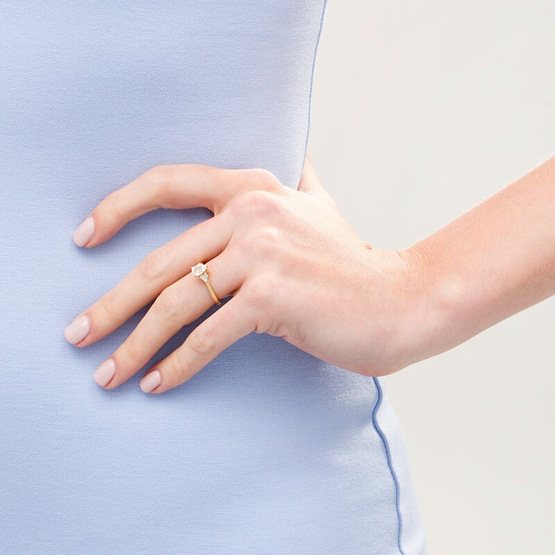 Main Image 2 of 5/8 CT. T.W. Pear-Shaped Diamond Tri-Sides Engagement Ring in 14K Gold