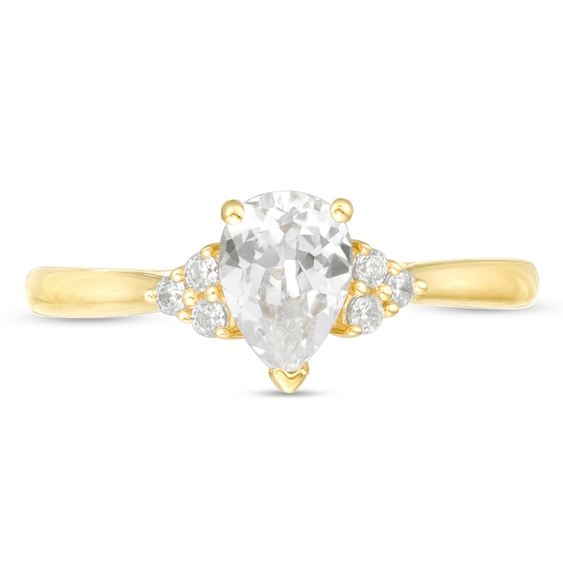 Main Image 4 of 5/8 CT. T.W. Pear-Shaped Diamond Tri-Sides Engagement Ring in 14K Gold