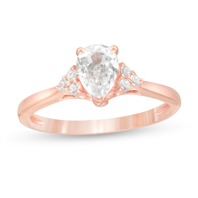 Main Image 1 of 5/8 CT. T.W. Pear-Shaped Diamond Tri-Sides Engagement Ring in 14K Rose Gold