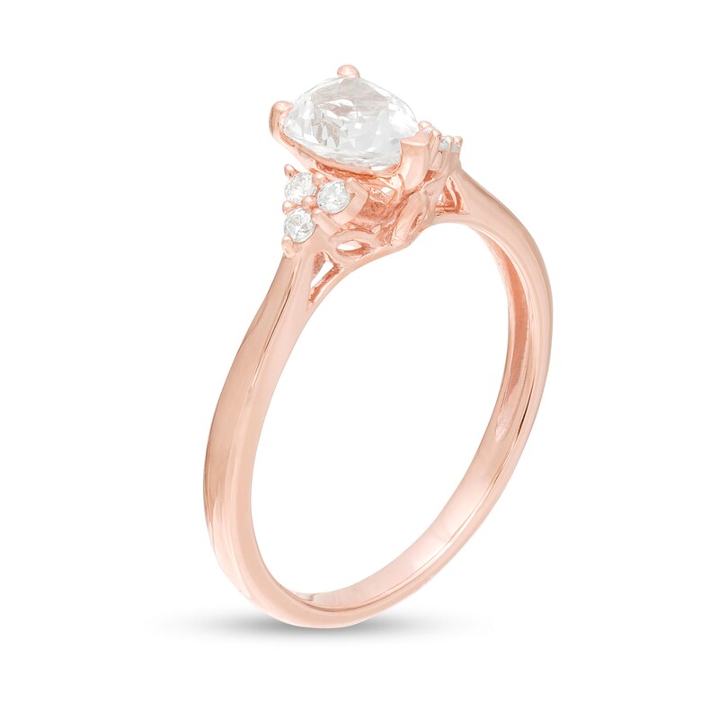 Main Image 3 of 5/8 CT. T.W. Pear-Shaped Diamond Tri-Sides Engagement Ring in 14K Rose Gold