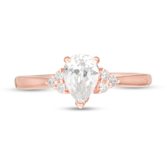 5/8 CT. T.w. Pear-Shaped Diamond Tri-Sides Engagement Ring in 14K Rose Gold