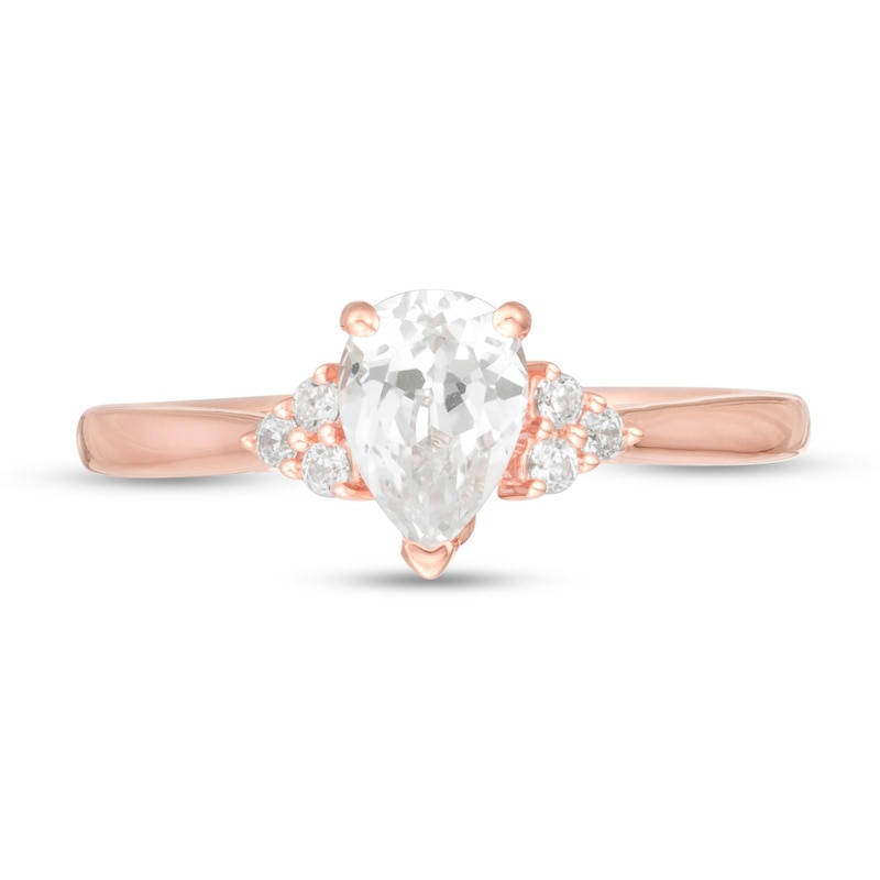 5/8 CT. T.W. Pear-Shaped Diamond Tri-Sides Engagement Ring in 14K Rose Gold