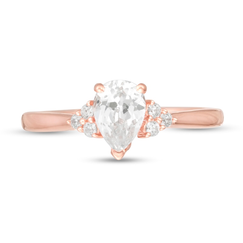 Main Image 4 of 5/8 CT. T.W. Pear-Shaped Diamond Tri-Sides Engagement Ring in 14K Rose Gold