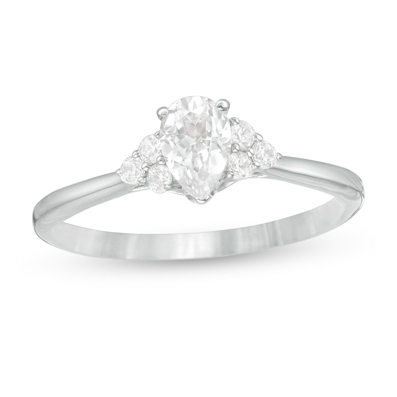 Main Image 1 of 3/8 CT. T.W. Pear-Shaped Diamond Tri-Sides Engagement Ring in 10K White Gold