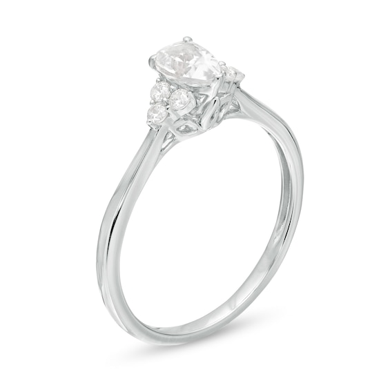 3/8 CT. T.w. Pear-Shaped Diamond Tri-Sides Engagement Ring in 10K White Gold