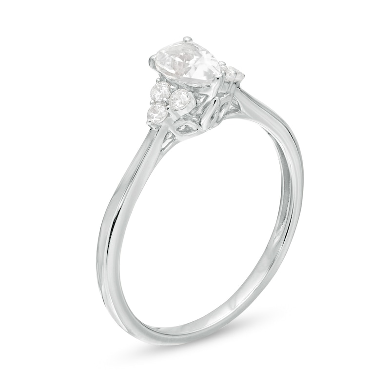 3/8 CT. T.W. Pear-Shaped Diamond Tri-Sides Engagement Ring in 10K White Gold